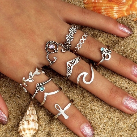 Jewelry - NEW🔥 10pc Boho Style Midi Ring Set
